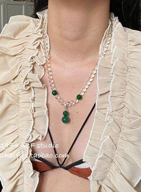 新中式禅意透明串珠葫芦项链