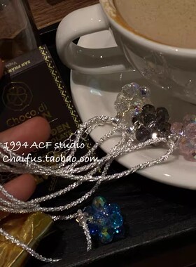 柴夫工作室/X142 韩系水晶串珠立体碎银子项链超闪高级感个性颈链