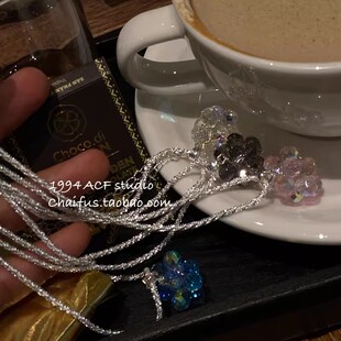 韩系水晶串珠立体碎银子项链超闪高级感个性 颈链 X142 柴夫工作室