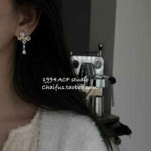 柴夫工作室 复古精致微闪蝴蝶耳夹甜美超仙氛围无耳洞平夹 R743