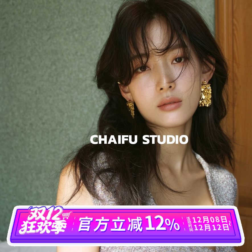 INS冷淡风几何亮片流苏耳钉