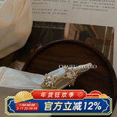 法式 柴夫工作室 E730 高级设计感几何镶钻耳环超仙气质耳扣