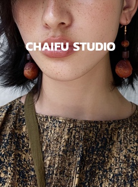 柴夫工作室/E421 中式民族南红玛瑙编织耳环复古手工天然石耳钩