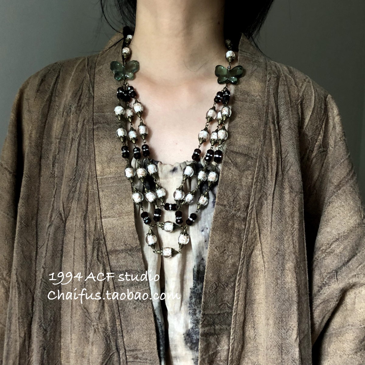 中式宫廷多层琉璃蝴蝶项链