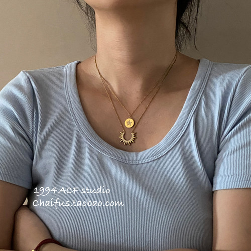 ins轻奢几何爱心小巧项链