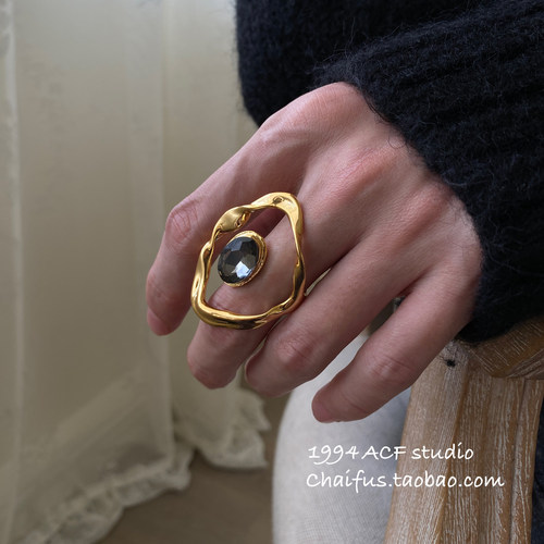 欧美夸张线条感开口戒指