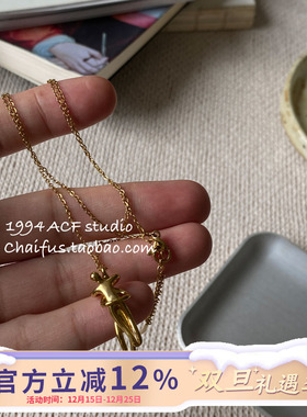 ins风极简拥抱火柴人钛钢项链