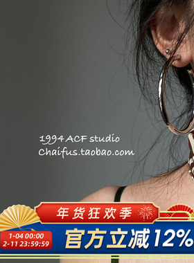 柴夫工作室/E104 欧美简约轻熟风C型耳钉复古嘻哈几何素圈耳环