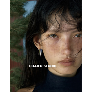 柴夫工作室 暗夜鎏金多层微镶锆石耳钉奢华渐变立体大气耳环 R558