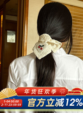 柴夫工作室/F344 法式清新碎花方巾大肠发圈复古文艺百搭马尾发绳