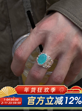 中古宫廷夸张水晶宽版食指戒