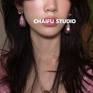 柴夫工作室 复古高级感水滴镶钻耳钉立体奢华冷艳氛围耳环 R904