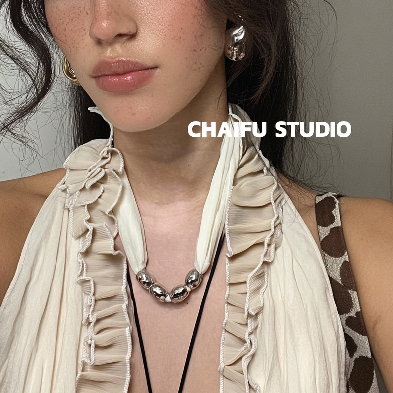 欧美个性绑带布艺金属项链