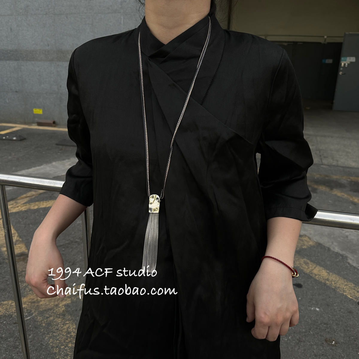 INS暗黑系流苏撞色金属项链