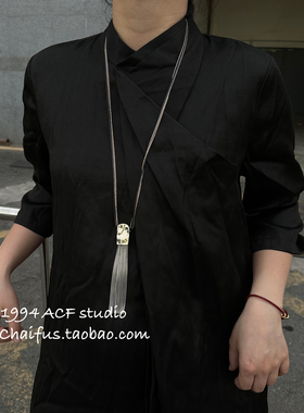 INS暗黑系流苏撞色金属项链