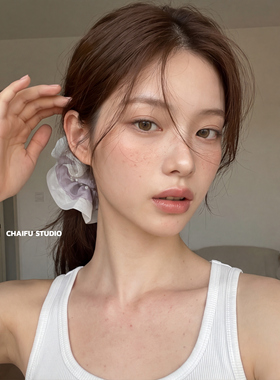 温柔灰调珍珠蓬松大肠发圈发饰
