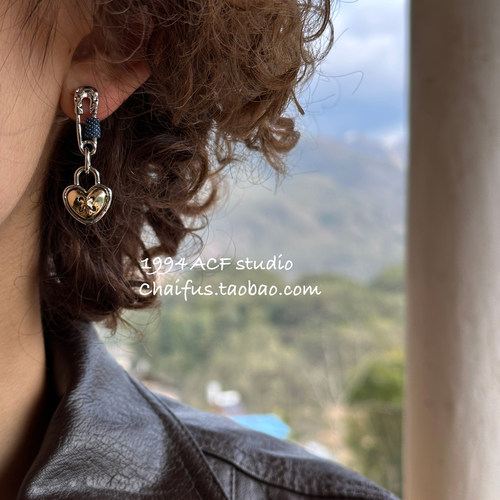 日韩独特回针设计爱心耳环