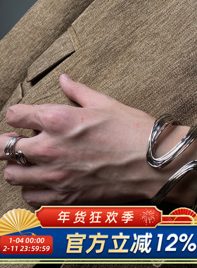 欧美金属线条多层缠绕手镯