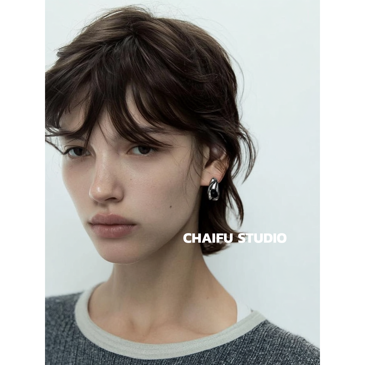 港风复古中性风几何耳钉