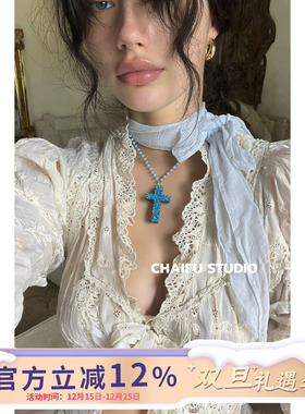 美式辣妹水晶串珠多层叠戴项链