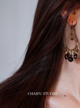 柴夫工作室/E148 国风复古异域藏元素小众设计感搭配做旧耳环