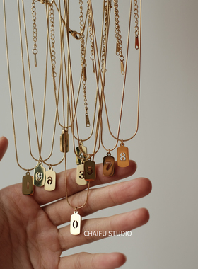 柴夫杂货铺/X333 闭眼入！你的幸运数字我都有叠戴方牌不锈钢项链