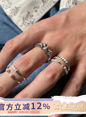 日韩极简风甜酷闪钻小巧开口戒指