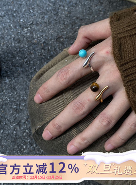 INS风小众镶嵌天然石戒指