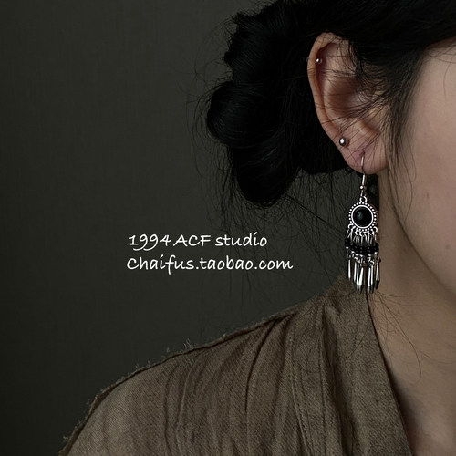 新中式古风流苏做旧耳环