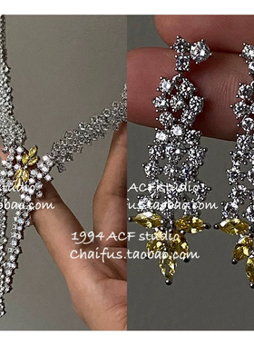 法式轻奢高级感闪钻项链耳钉套装