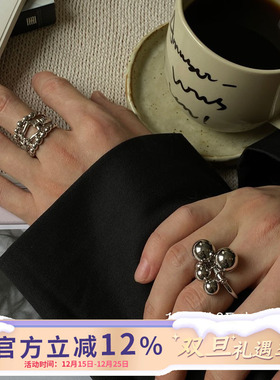 欧美ins风夸张花朵几何戒指