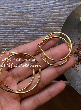 柴夫工作室/E854 欧美简约素圈夸张显脸小耳环嘻哈朋克大气耳钉