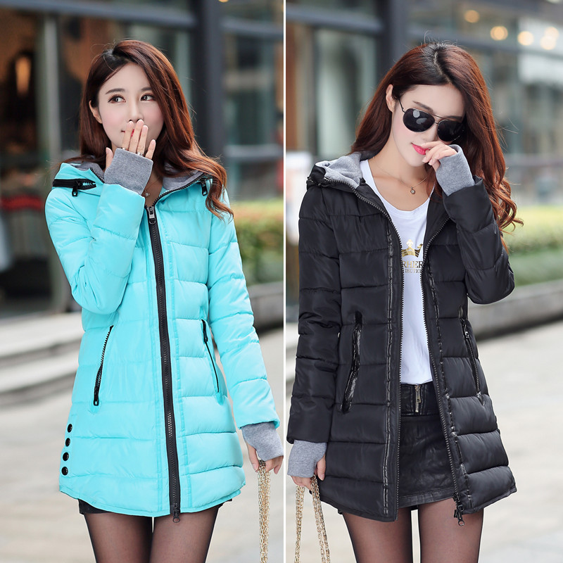 秋冬中长款女装外贸时尚手套韩版修身显瘦加厚保暖女士羽绒棉服代