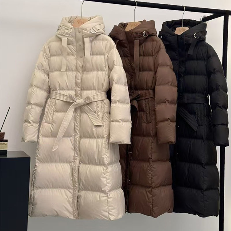 平湖冬季新款韩版中长款过膝羽绒服女鹅绒面包服外套品牌女装