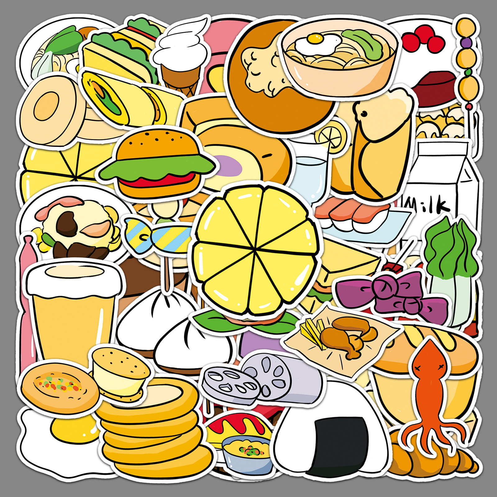 58张原创食物美味蛋糕美食不侵权手绘卡通涂鸦手机壳相框水杯贴纸