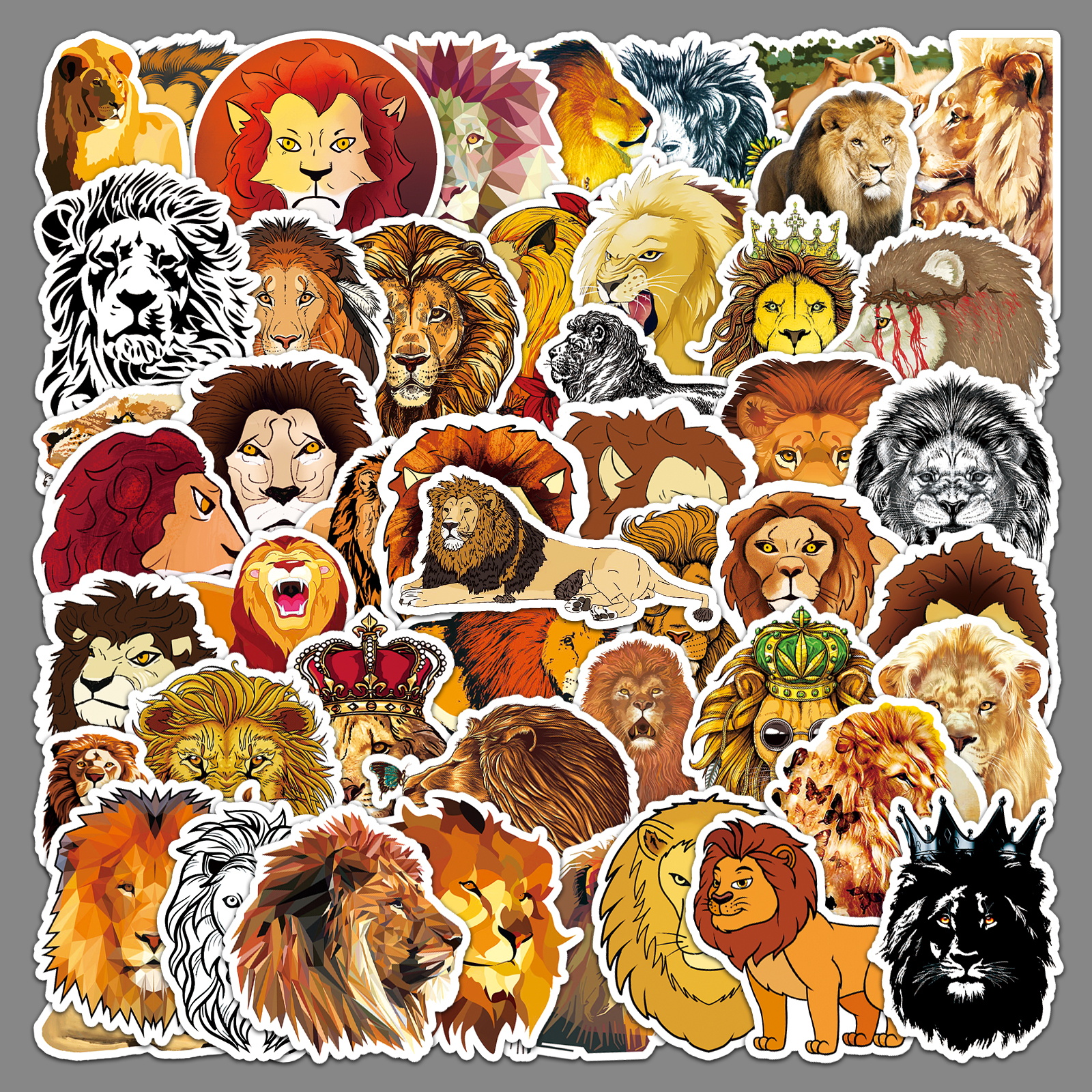 50张狮子动物创意贴纸滑板行李箱