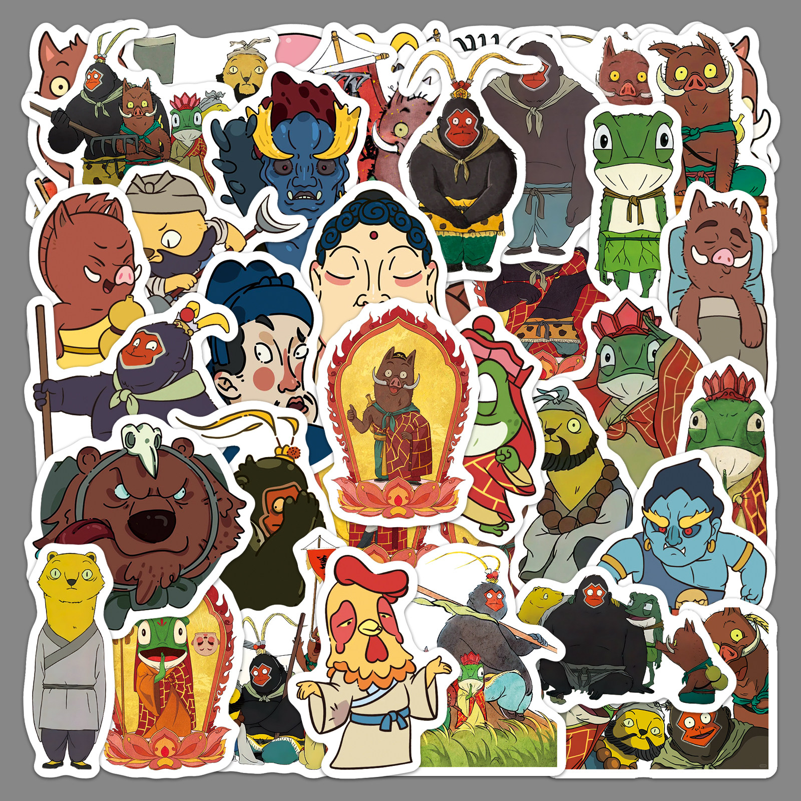 50张浪浪山小妖怪周边贴纸可爱小猪妖装饰防水冰箱滑板手机壳贴纸