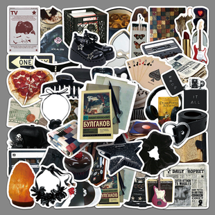 50张Downtown Girl贴纸简约咕卡防水装饰手账本吉他水杯玻璃贴纸