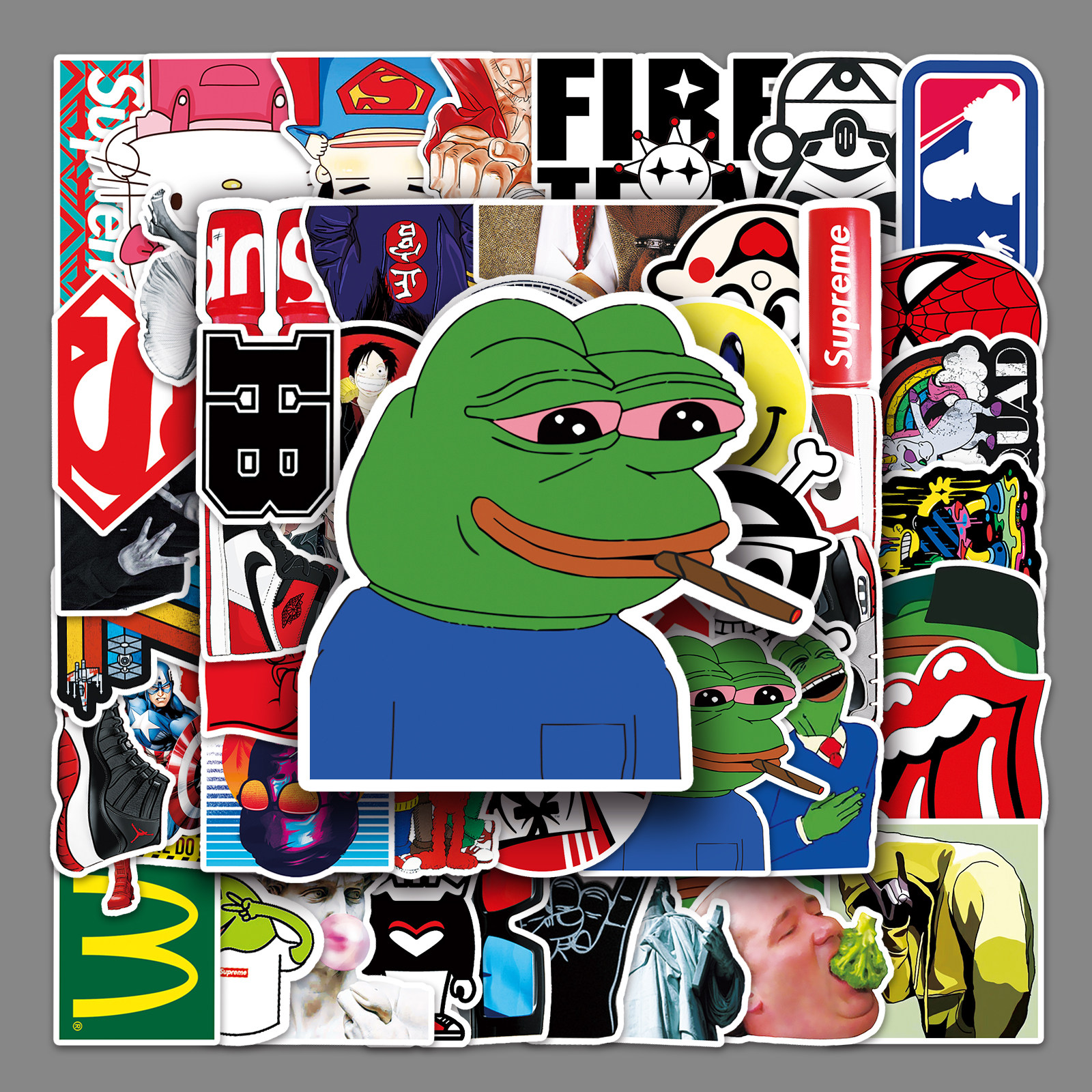 64张主推爆款贴纸创意潮流防水涂鸦不干胶装饰吉他咕卡手机壳贴纸