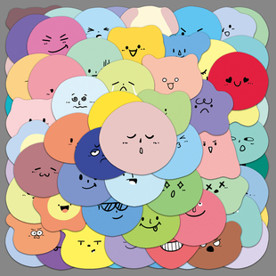 65张圆润手账小表情贴纸迷你小图案装饰防水日记本咖啡杯相册贴纸