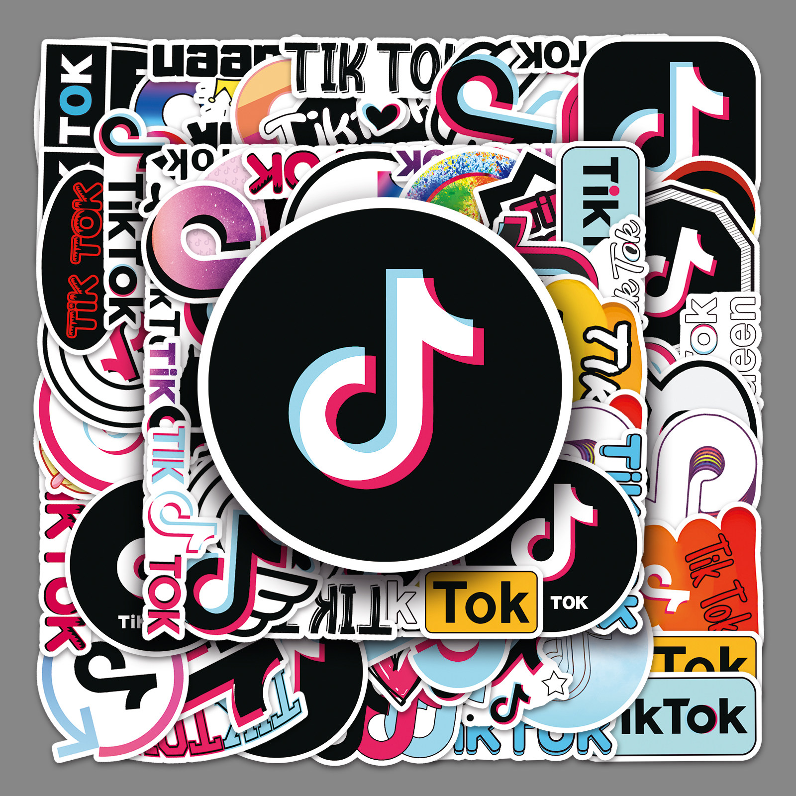 50张卡通抖音 TIKTOK贴纸行李箱汽车摩托车吉他电脑手机防水贴纸