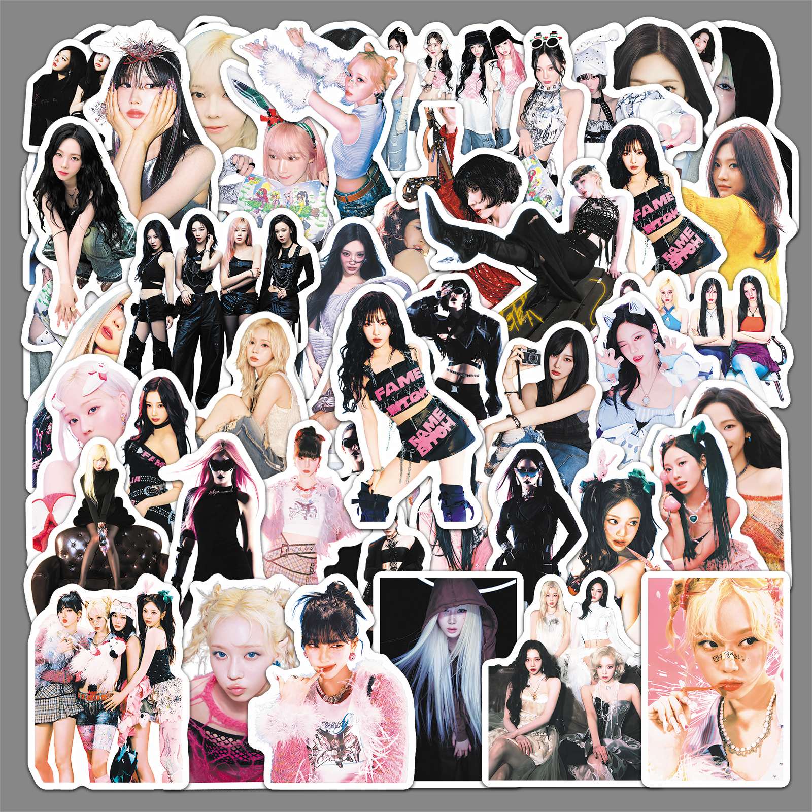50张aespa贴纸高清写真周边防水装饰手账本滑板相册日记水杯贴纸
