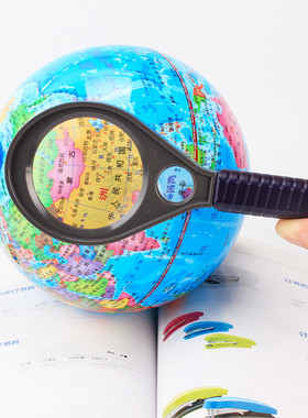 得力放大镜球拍造型中号直径50mm3倍放大6倍辅助学生上课用9092