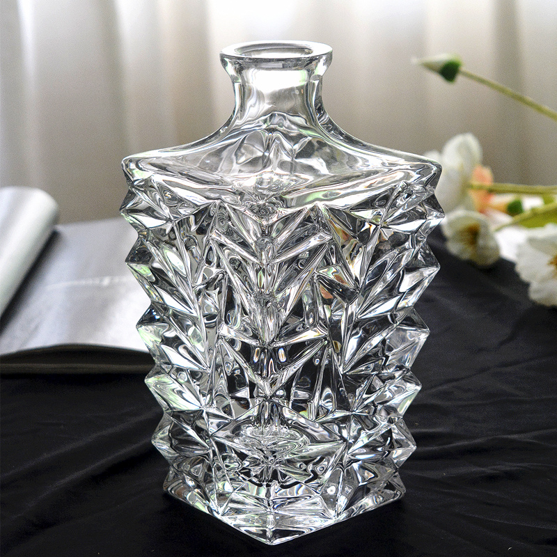 高级感水晶玻璃花瓶透明小口艺术