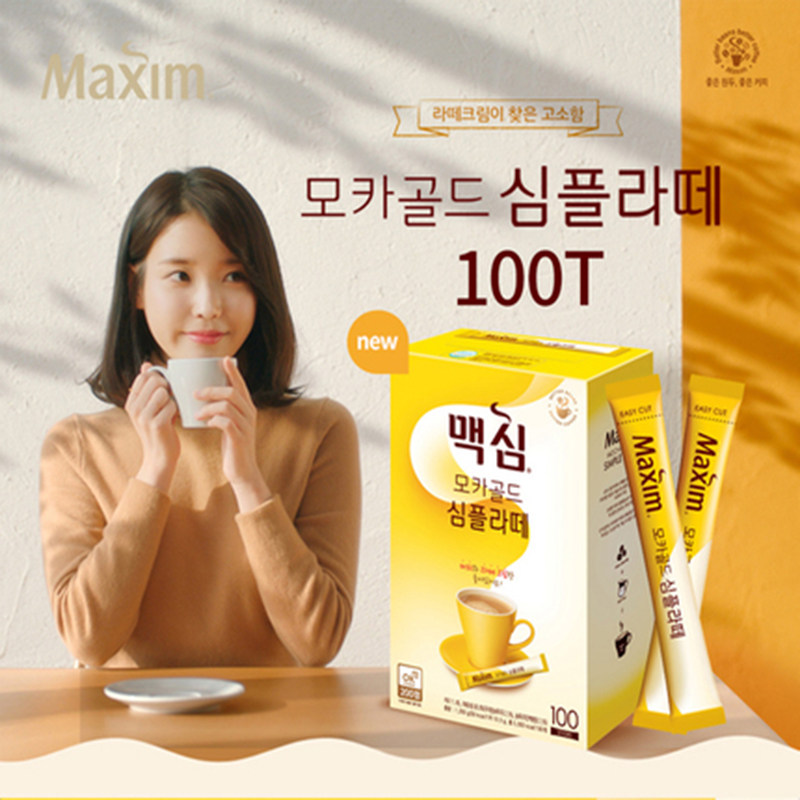 韩国进口iu代言麦馨黄金摩卡咖啡simplelatte拿铁咖啡100条礼盒装