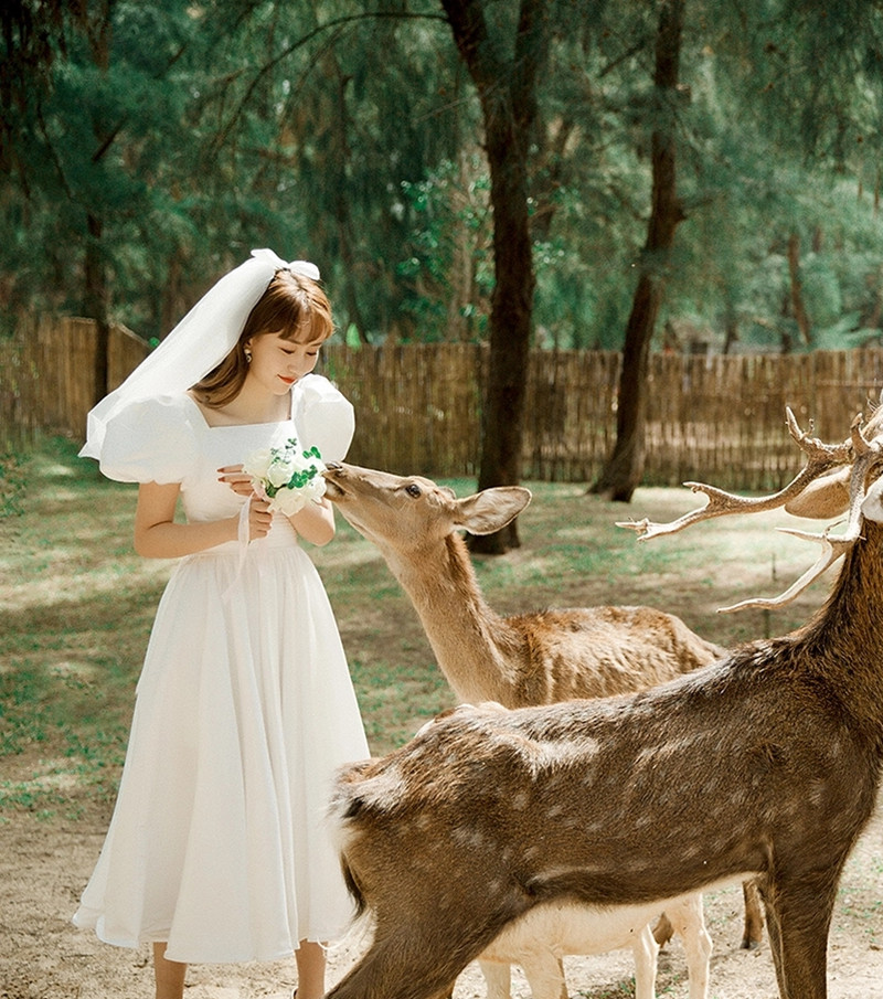 轻婚纱简约风领证登记旅拍小礼服