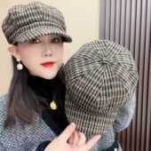 春秋冬可戴百搭加厚八角帽韩版 可调节 潮流英伦风帽子有调节绳