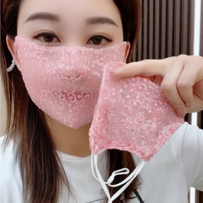 雪花刺绣满天星透气网纱双层防风尘防晒面罩骑行遮阳防紫外线口罩