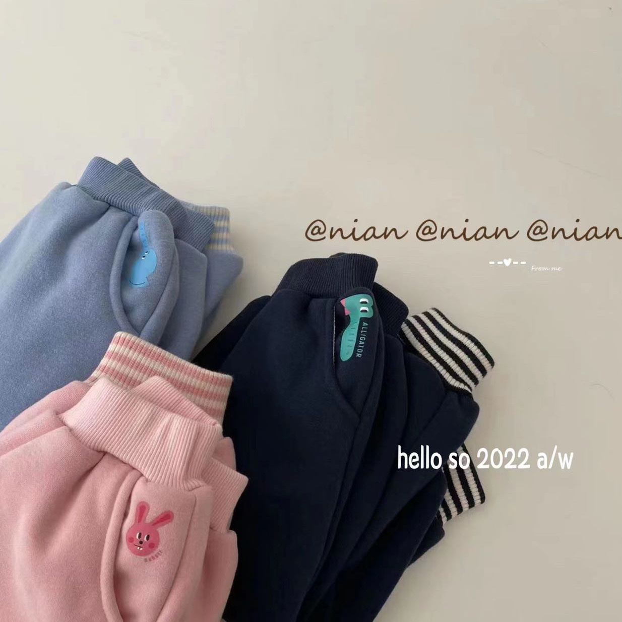 zz kids秋冬韩国小兔子加绒一体绒百搭休闲卫裤加绒裤女童