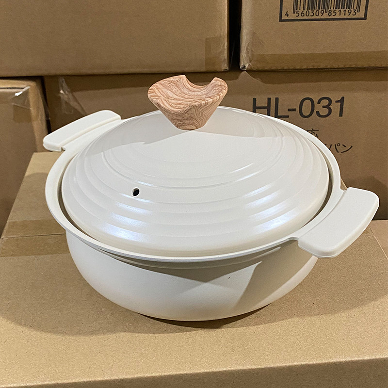 出口日本尾货~白色陶瓷不粘锅桌上锅双耳汤锅炖锅火锅煮锅煲汤用